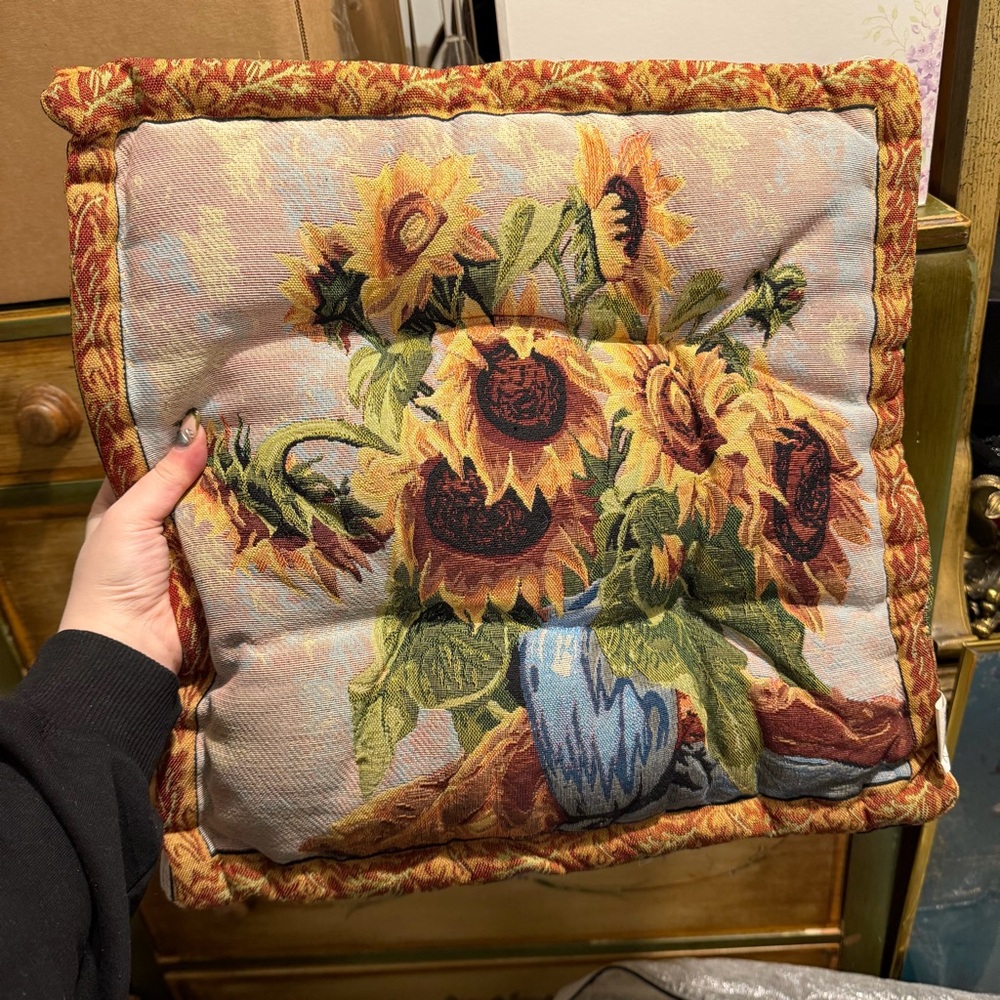 Sunflower tapestry fabric floor pillow